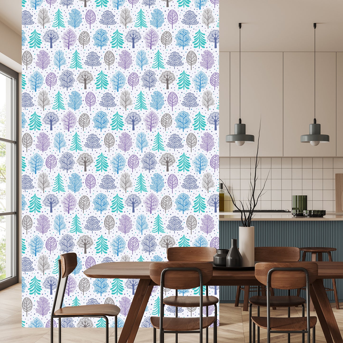 Wallpaper Forest Colorful Trees Children's Room