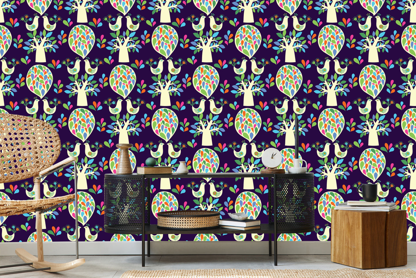 Wallpaper Tree With Colorful Leaves Children's Room