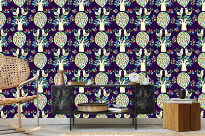 Wallpaper Tree With Colorful Leaves Children's Room