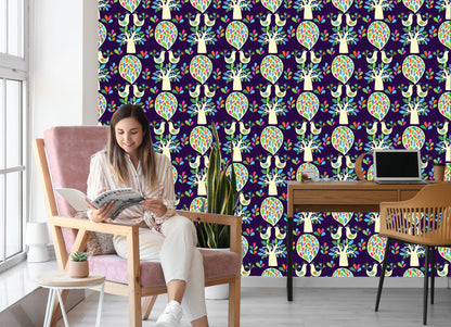 Wallpaper Tree With Colorful Leaves Children's Room