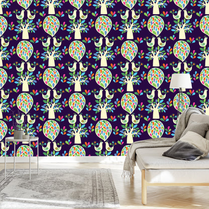 Wallpaper Tree With Colorful Leaves Children's Room