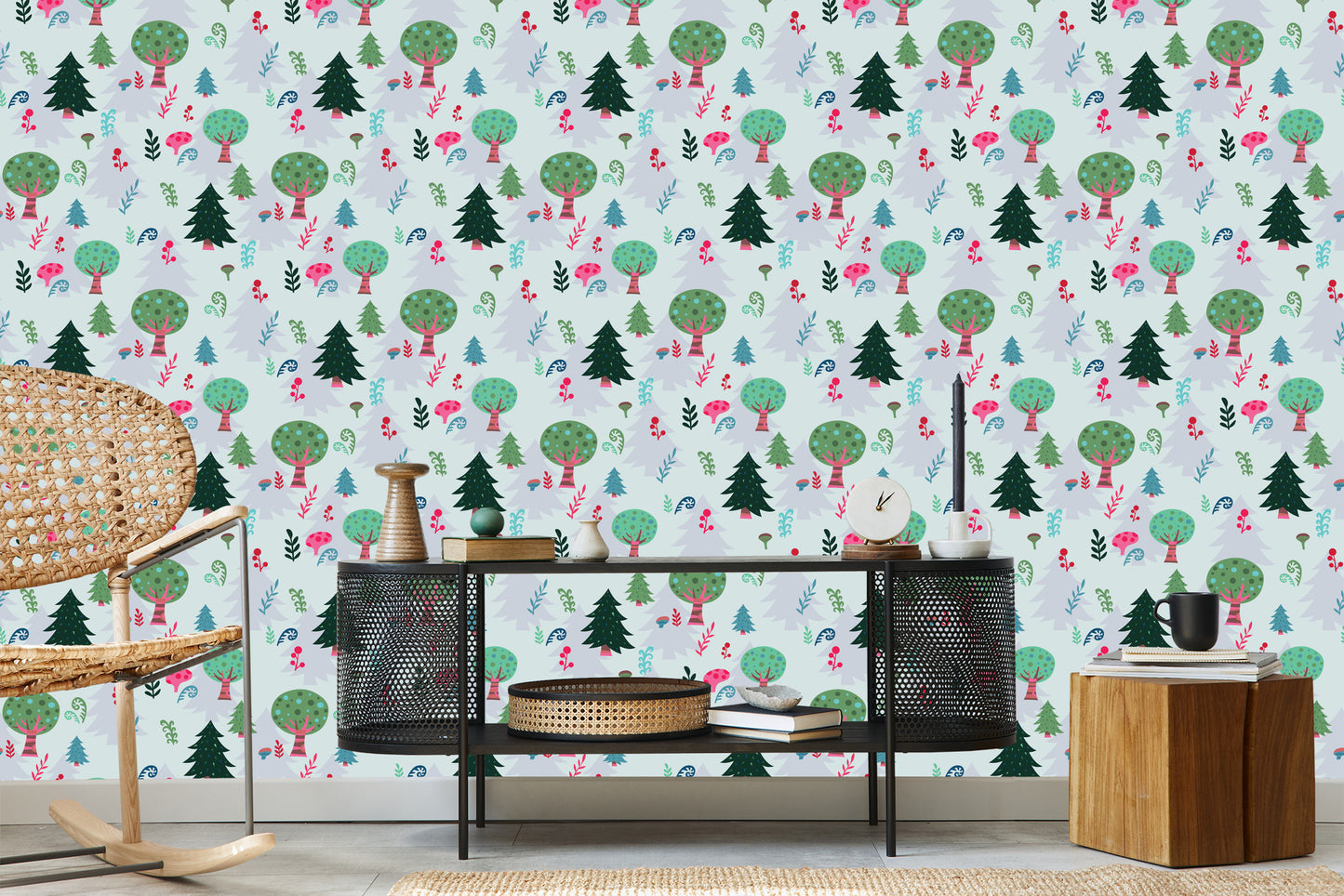 Wallpaper Plants. Green Trees. Children's Room