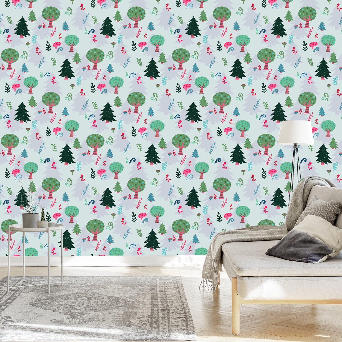 Wallpaper Plants. Green Trees. Children's Room