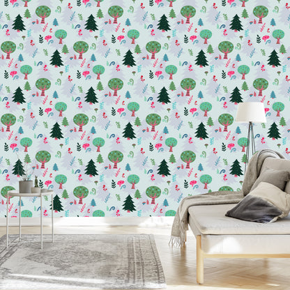 Wallpaper Plants. Green Trees. Children's Room