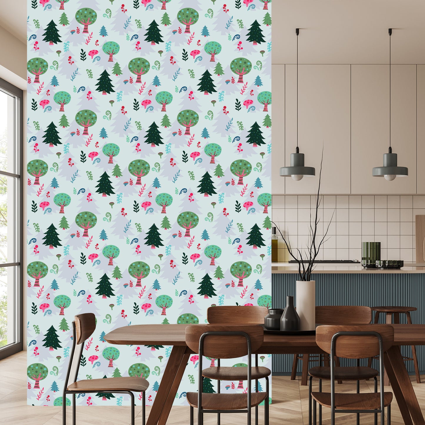 Wallpaper Plants. Green Trees. Children's Room