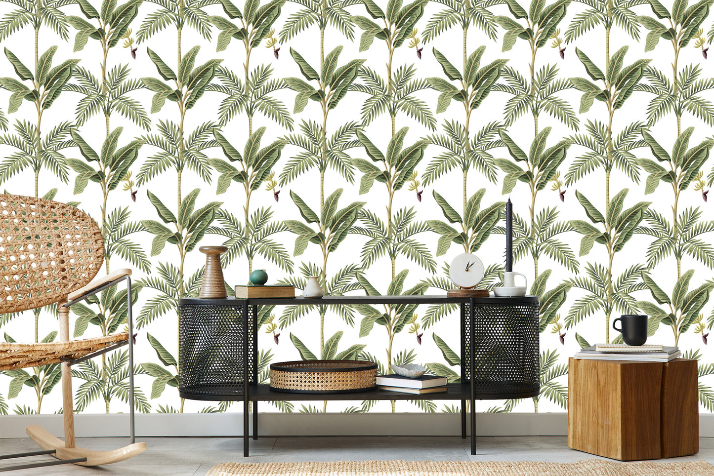Wallpaper Leaves. Green. Bedroom. Living Room