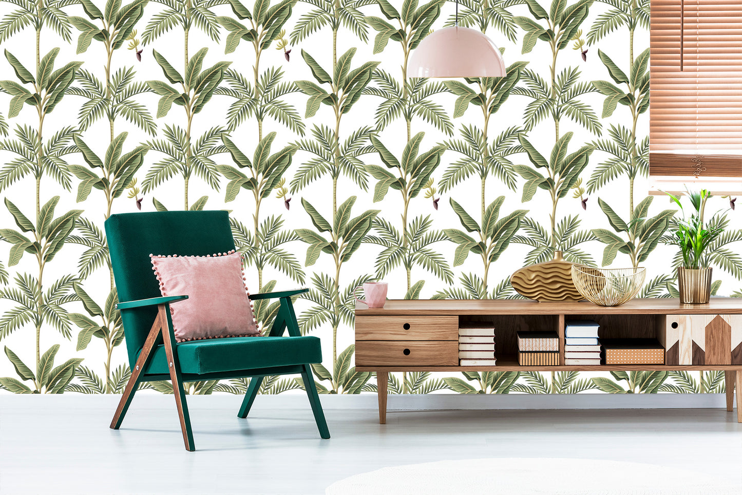 Wallpaper Leaves. Green. Bedroom. Living Room