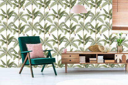 Wallpaper Leaves. Green. Bedroom. Living Room