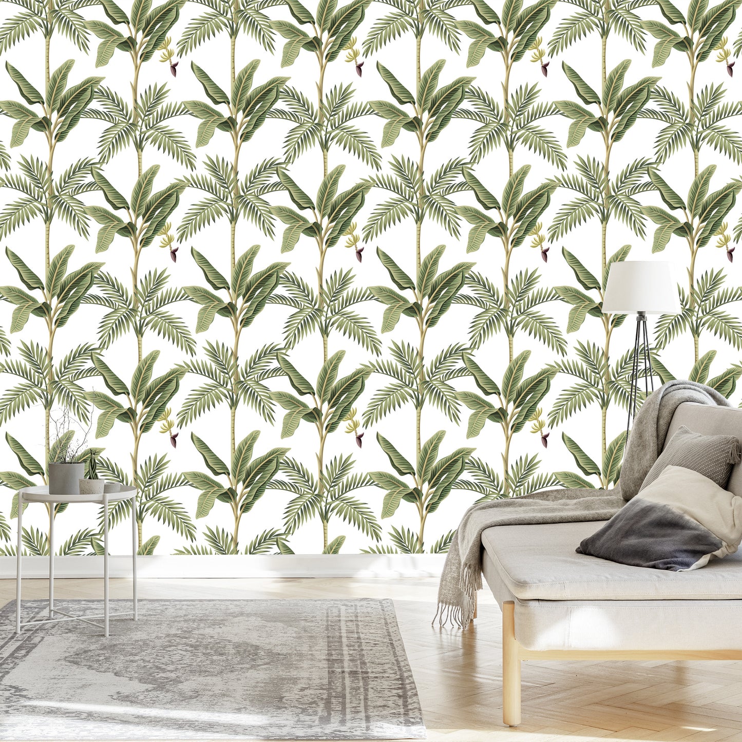 Wallpaper Leaves. Green. Bedroom. Living Room