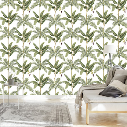 Wallpaper Leaves. Green. Bedroom. Living Room