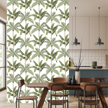 Wallpaper Leaves. Green. Bedroom. Living Room