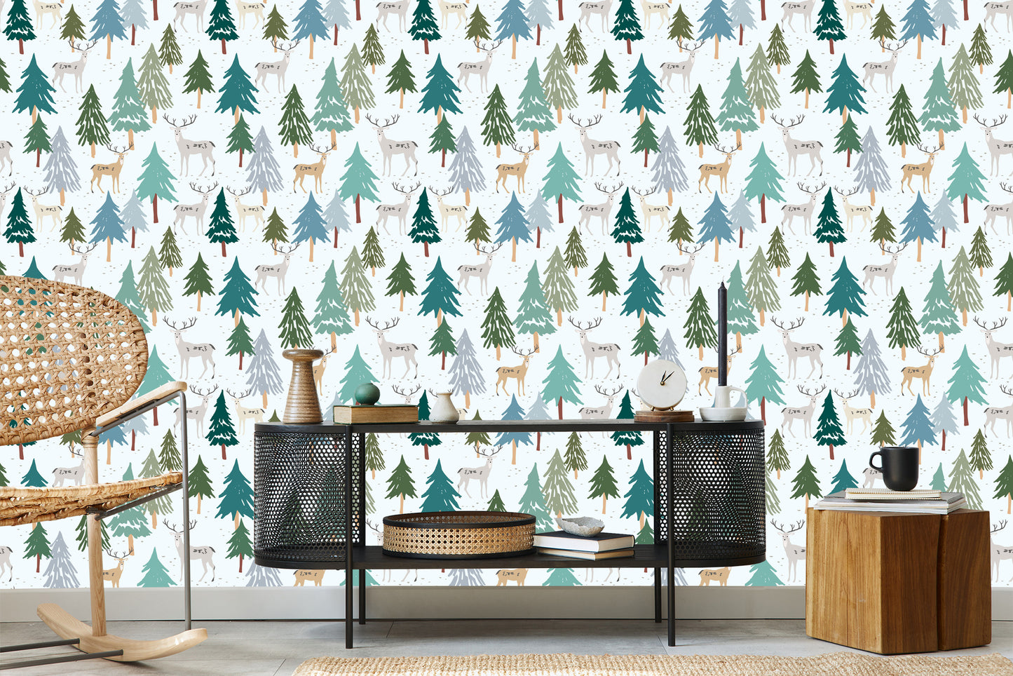 Wallpaper Trees. Green. Animals. Forest
