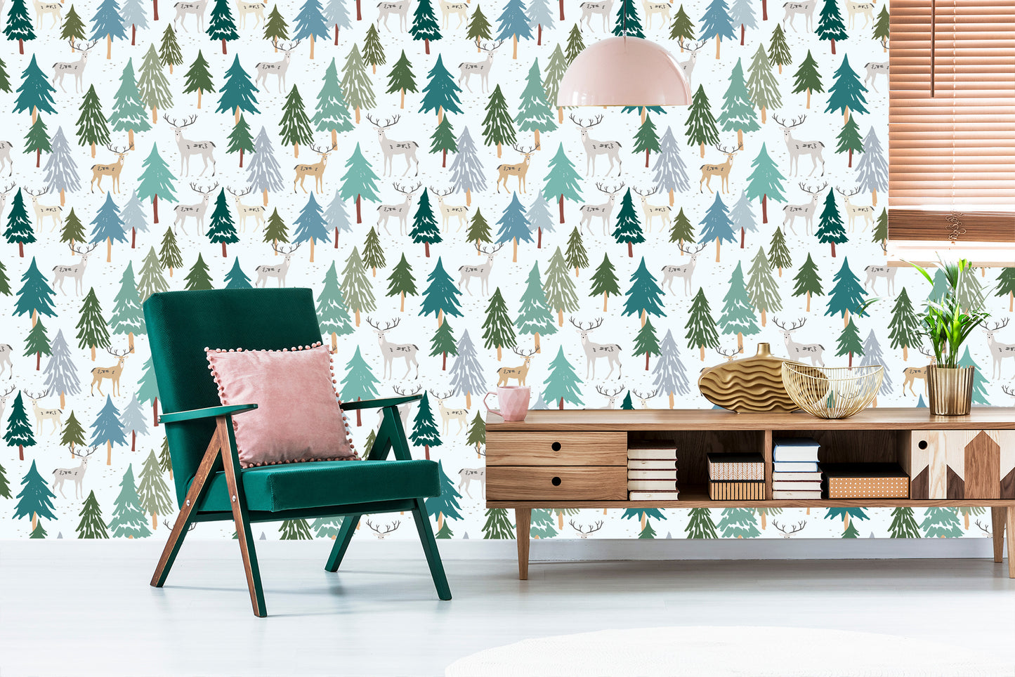 Wallpaper Trees. Green. Animals. Forest