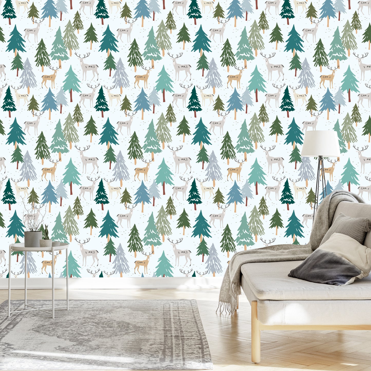 Wallpaper Trees. Green. Animals. Forest