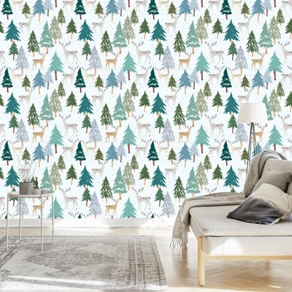 Wallpaper Trees. Green. Animals. Forest