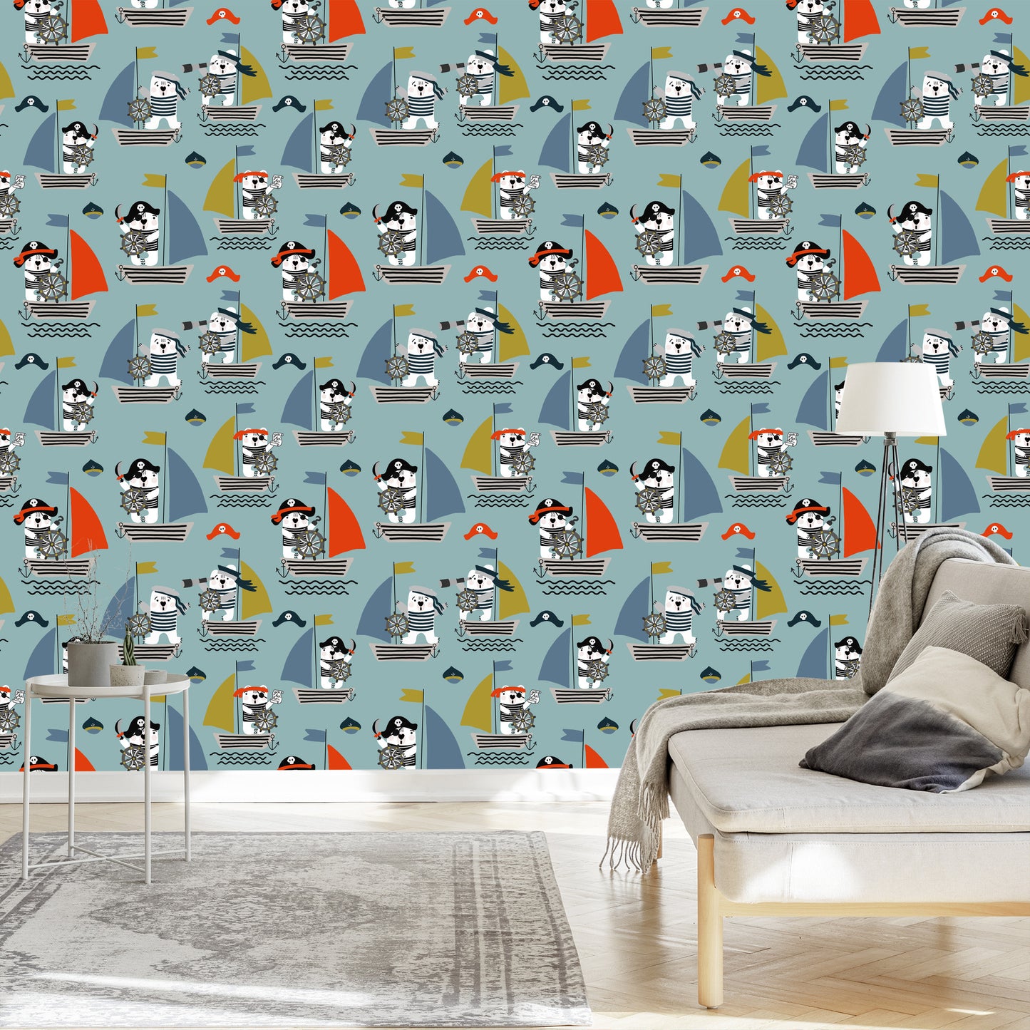Wallpaper Pirate Animals Ships For Baby's Room
