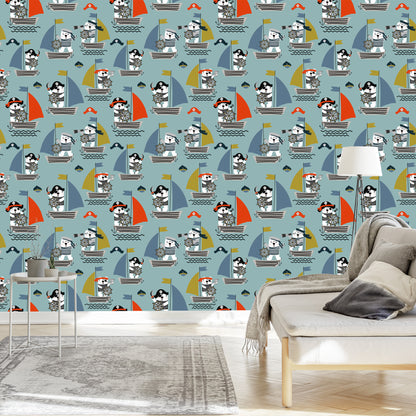 Wallpaper Pirate Animals Ships For Baby's Room