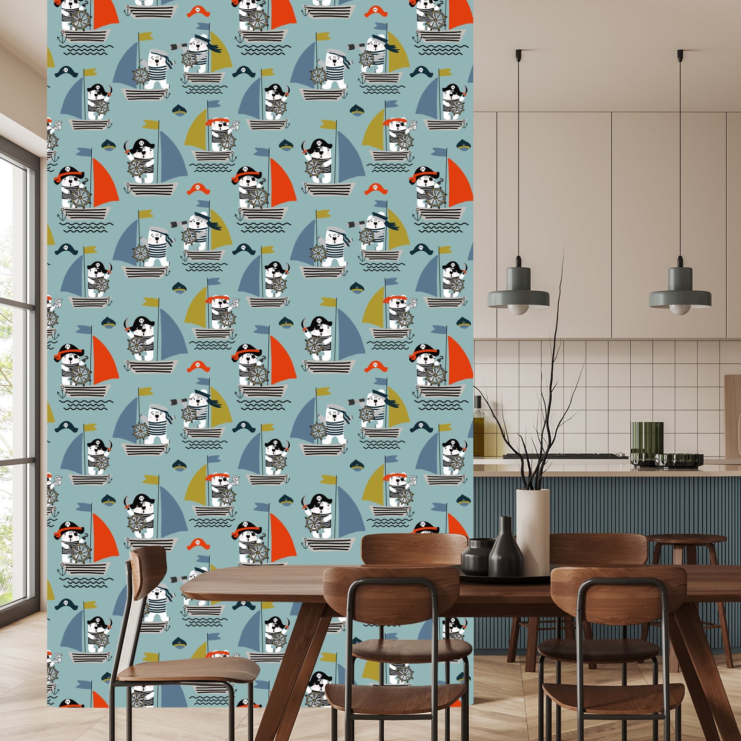 Wallpaper Pirate Animals Ships For Baby's Room