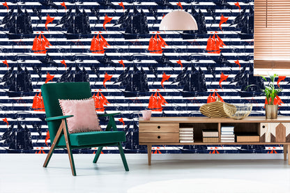 Wallpaper Sailing Ships On A Striped Background