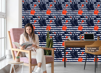 Wallpaper Sailing Ships On A Striped Background