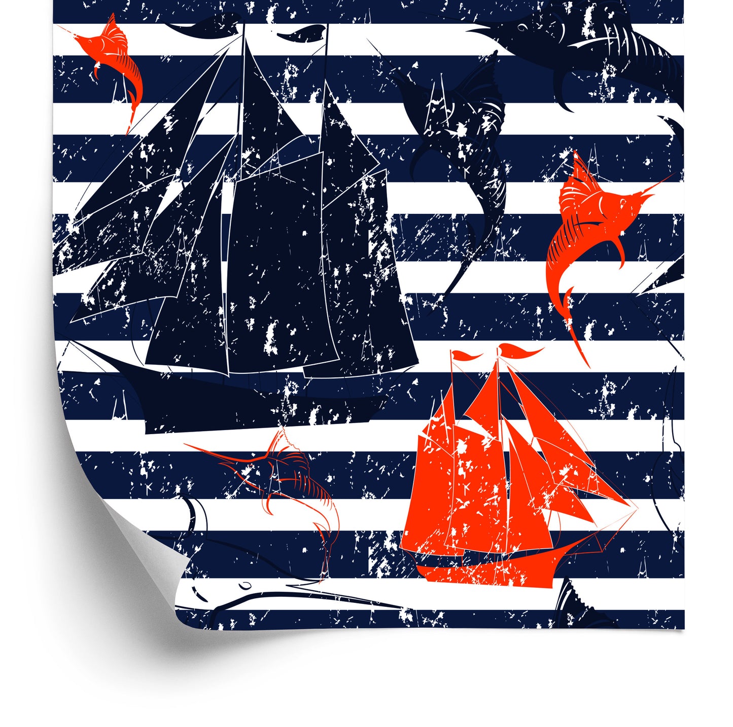 Wallpaper Sailing Ships On A Striped Background