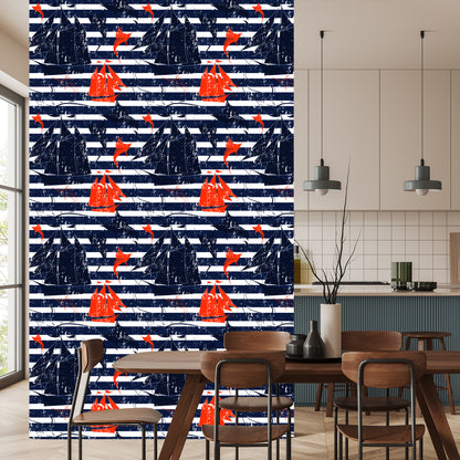 Wallpaper Sailing Ships On A Striped Background