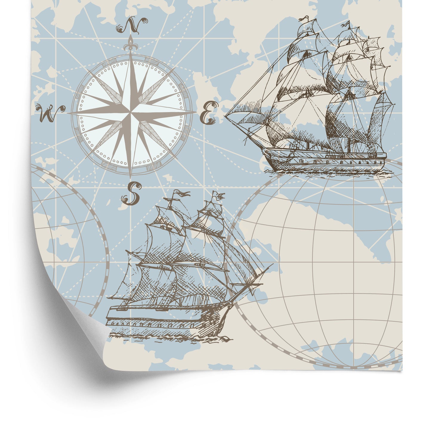 Wallpaper Sailboats On Map Background
