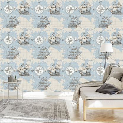 Wallpaper Sailboats On Map Background