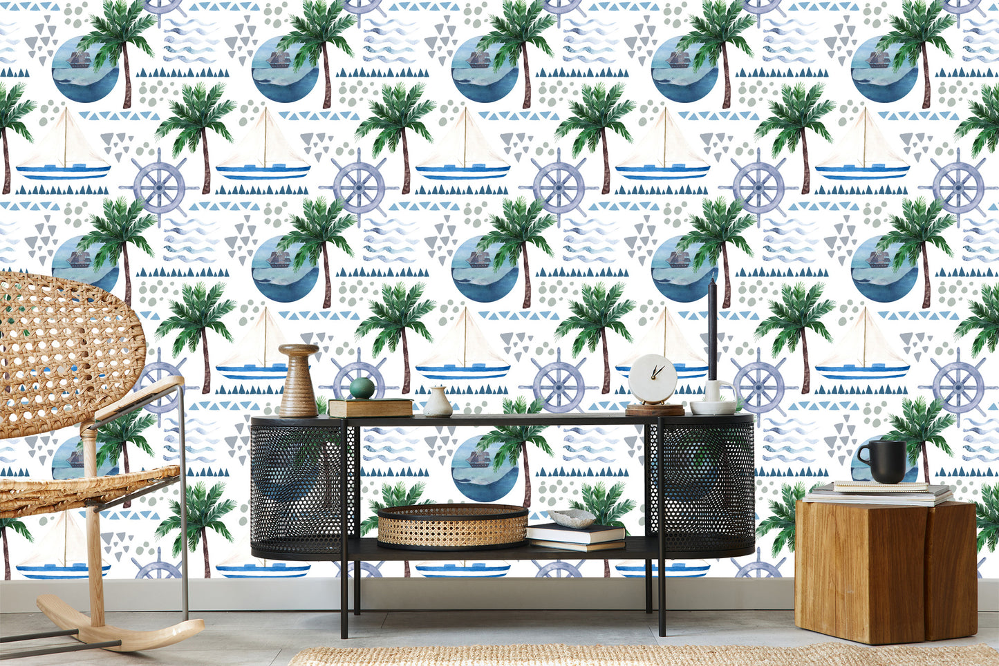 Wallpaper Watercolor Painted Boats