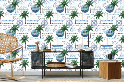 Wallpaper Watercolor Painted Boats