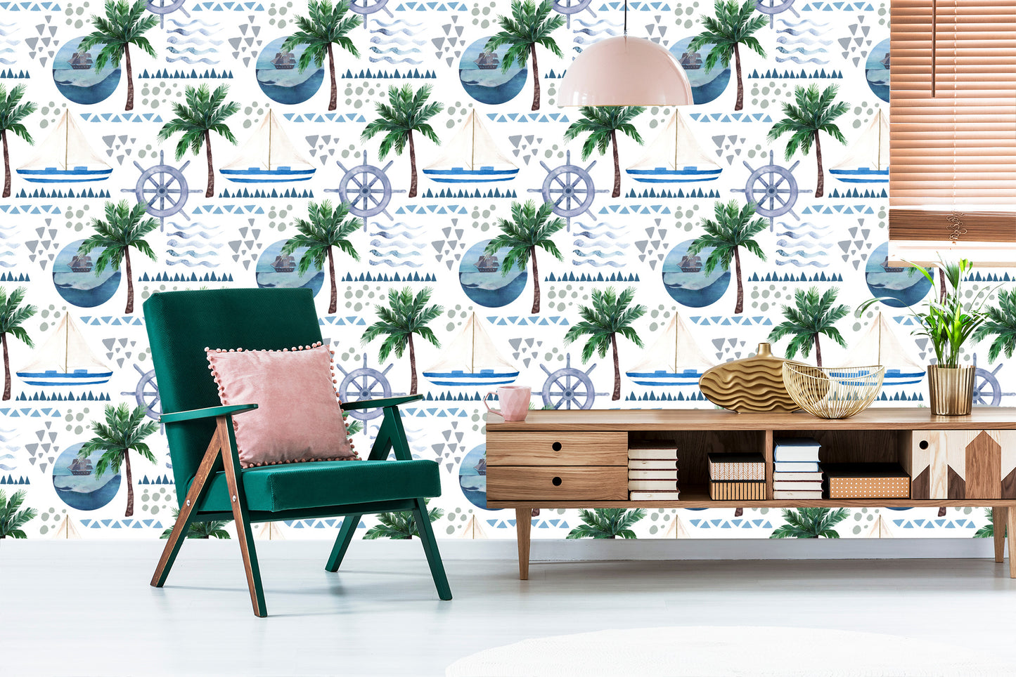 Wallpaper Watercolor Painted Boats