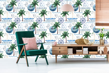 Wallpaper Watercolor Painted Boats