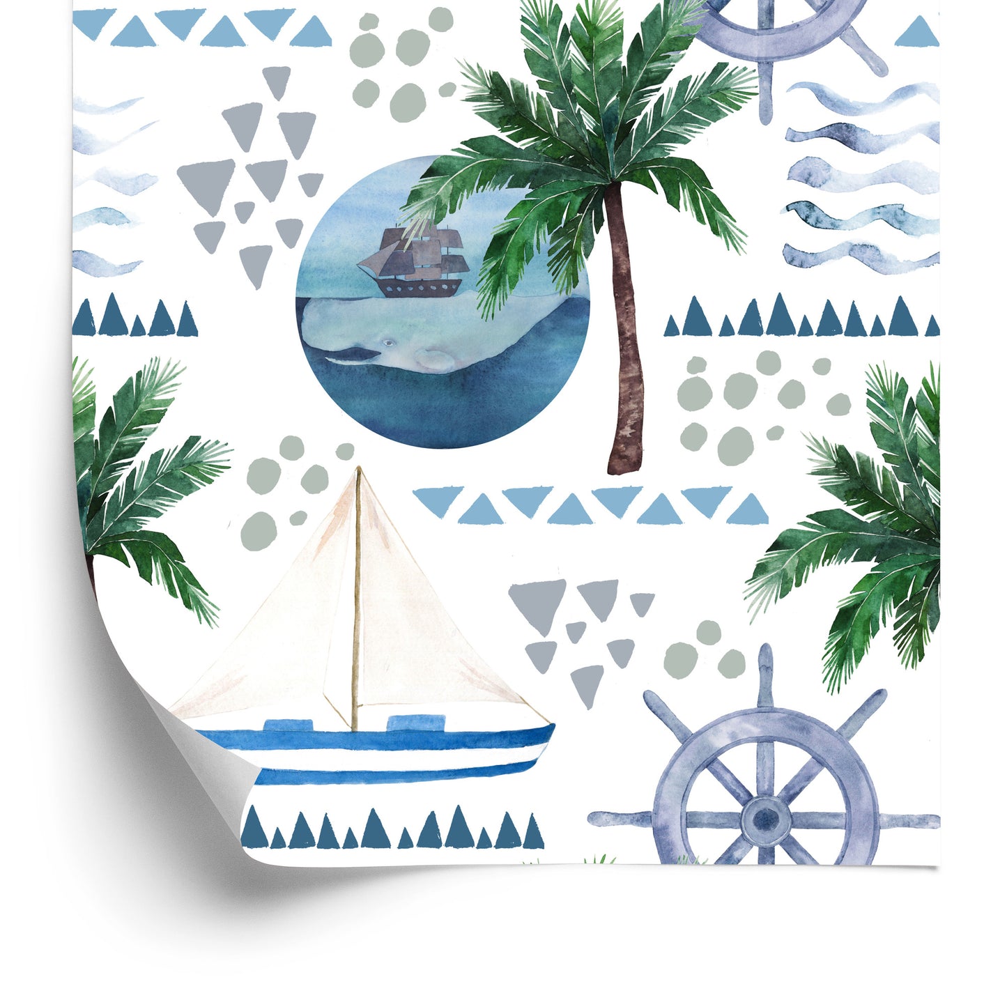Wallpaper Watercolor Painted Boats