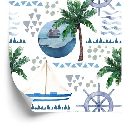 Wallpaper Watercolor Painted Boats