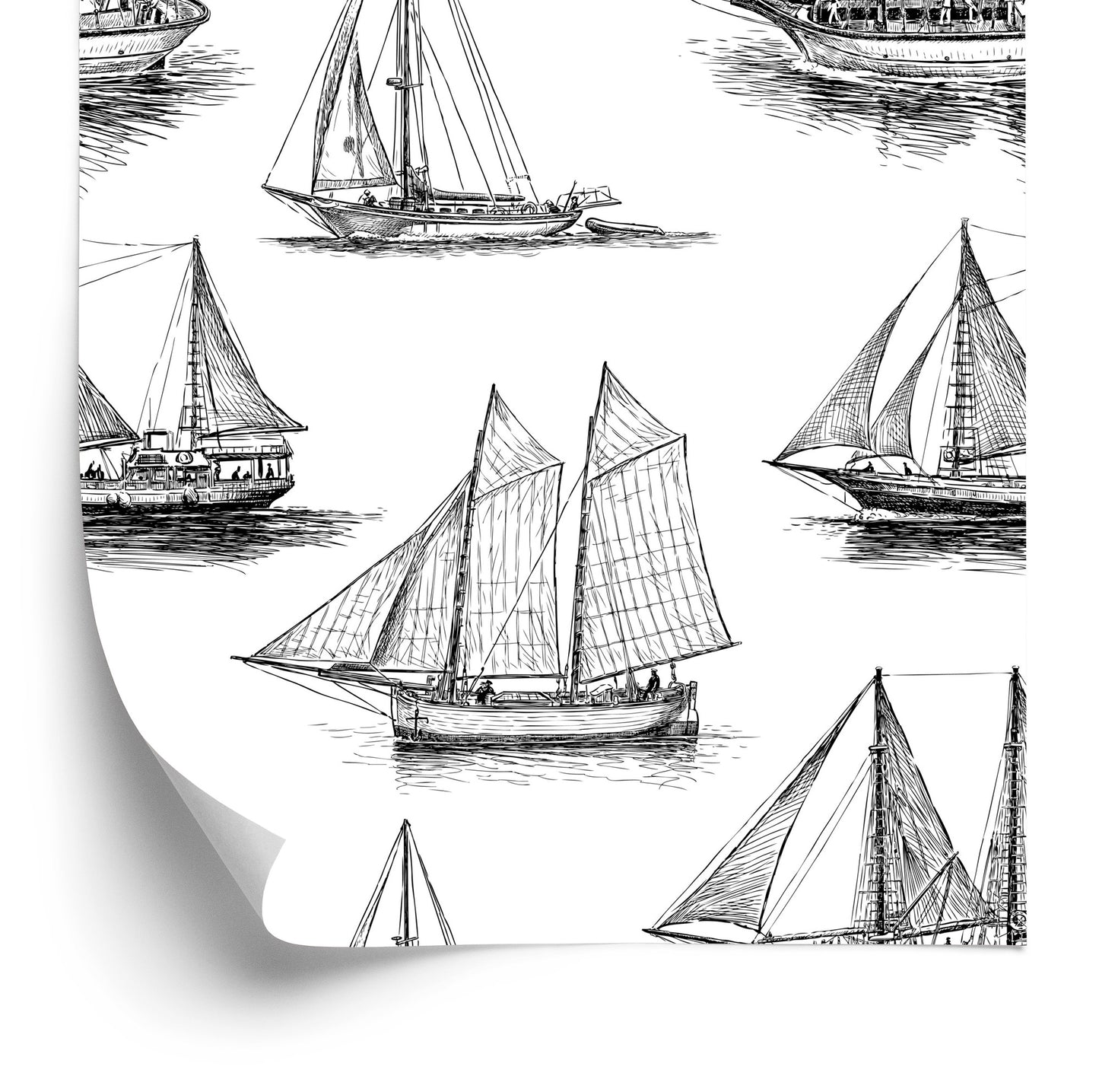 Wallpaper Black And White Sailboats