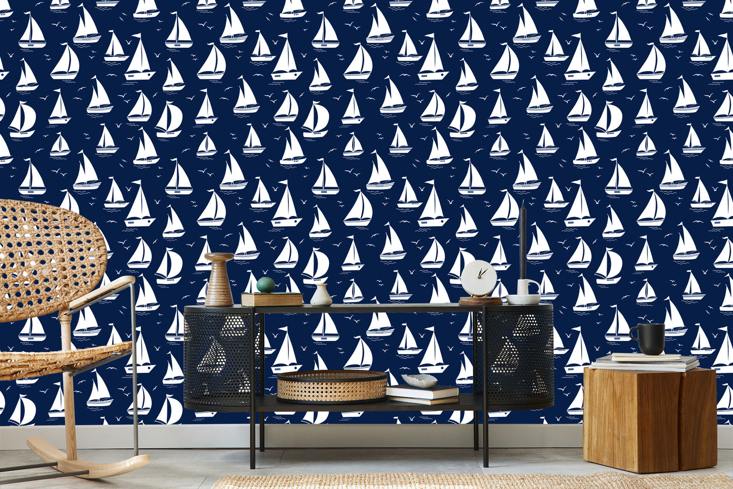 Wallpaper Sailboats Silhouettes