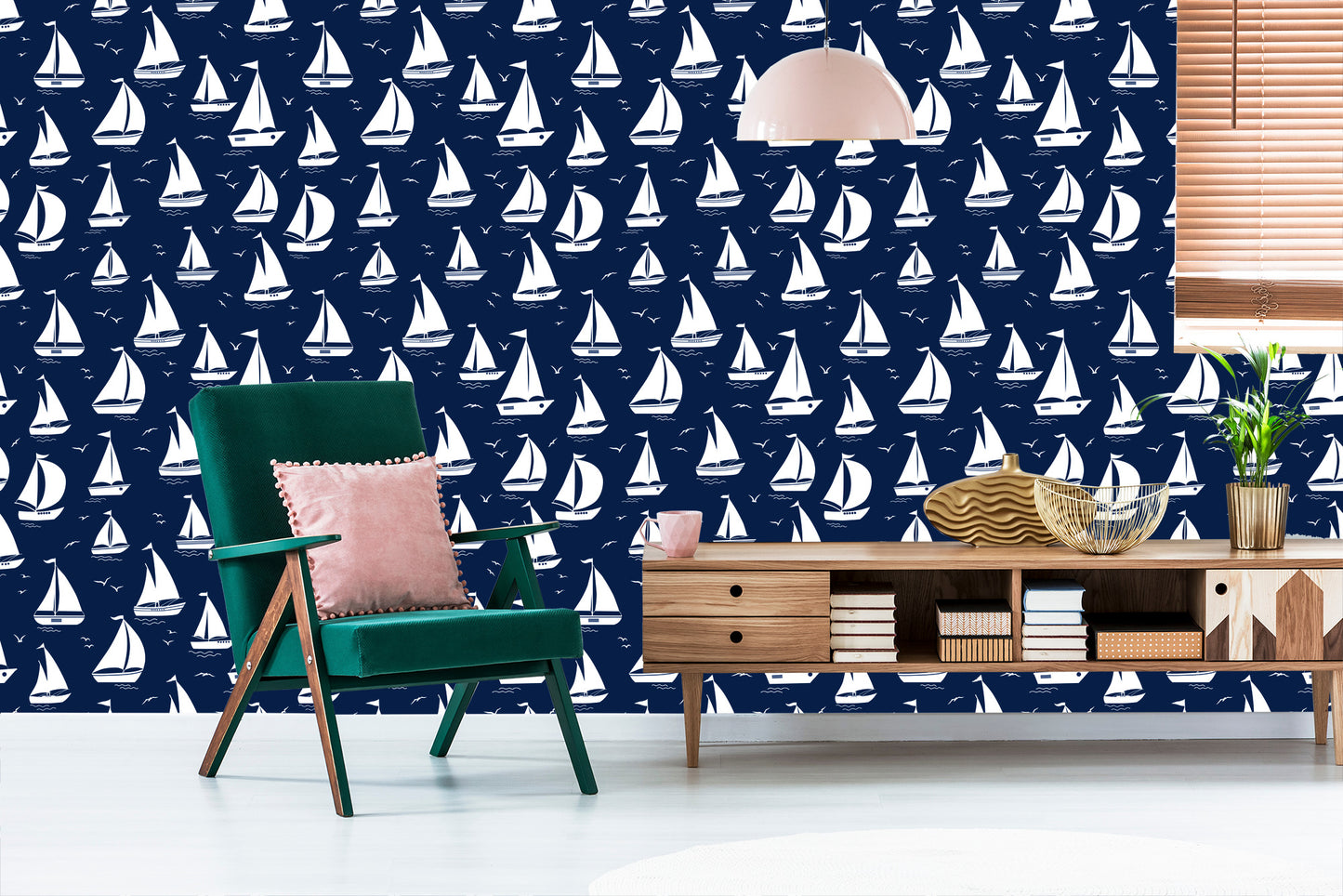Wallpaper Sailboats Silhouettes