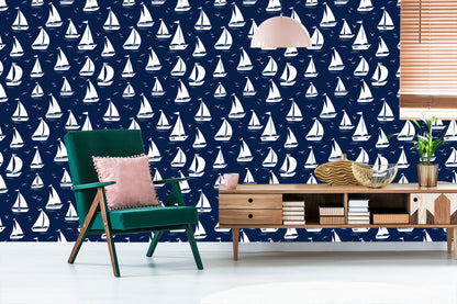 Wallpaper Sailboats Silhouettes