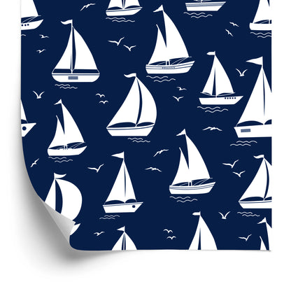 Wallpaper Sailboats Silhouettes