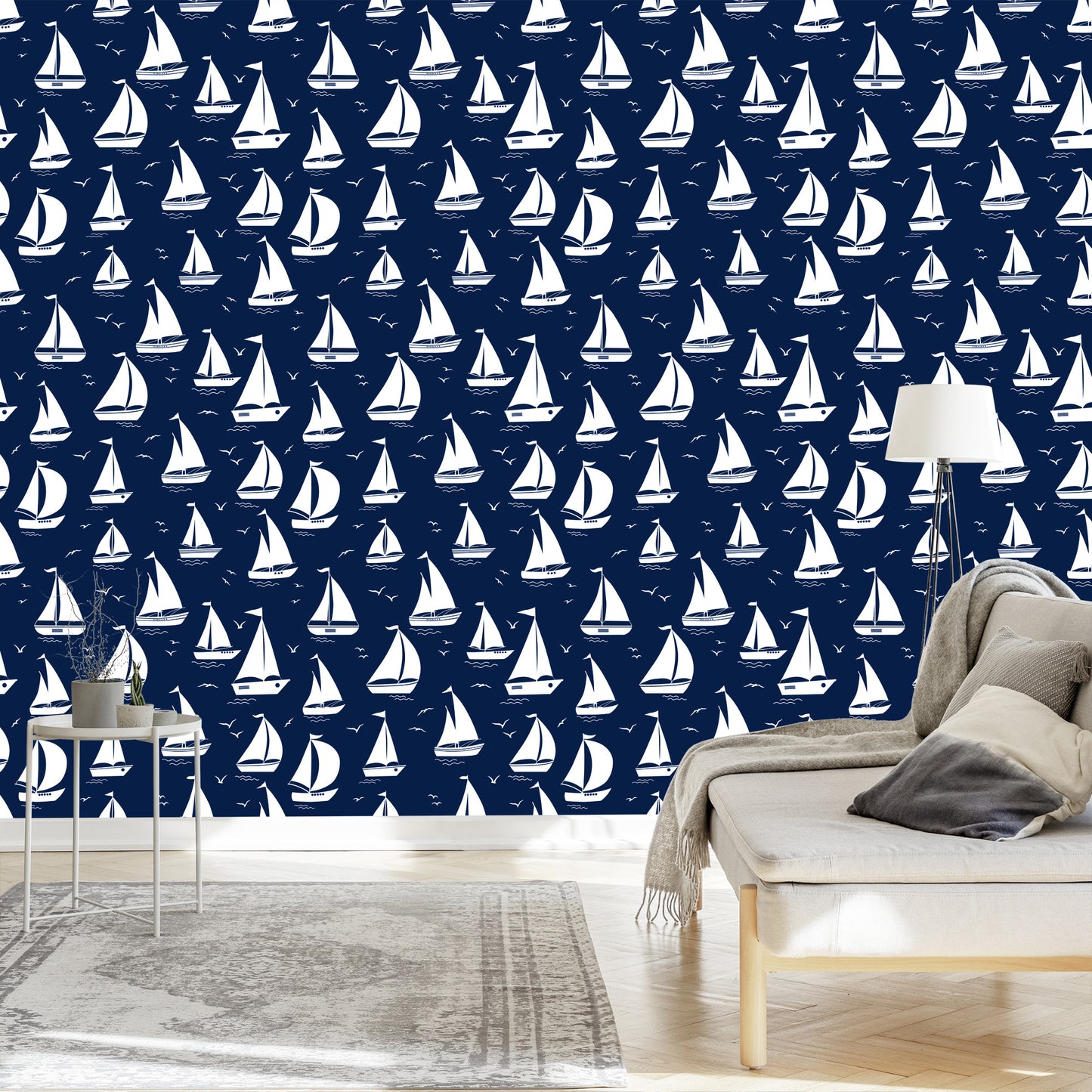 Wallpaper Sailboats Silhouettes