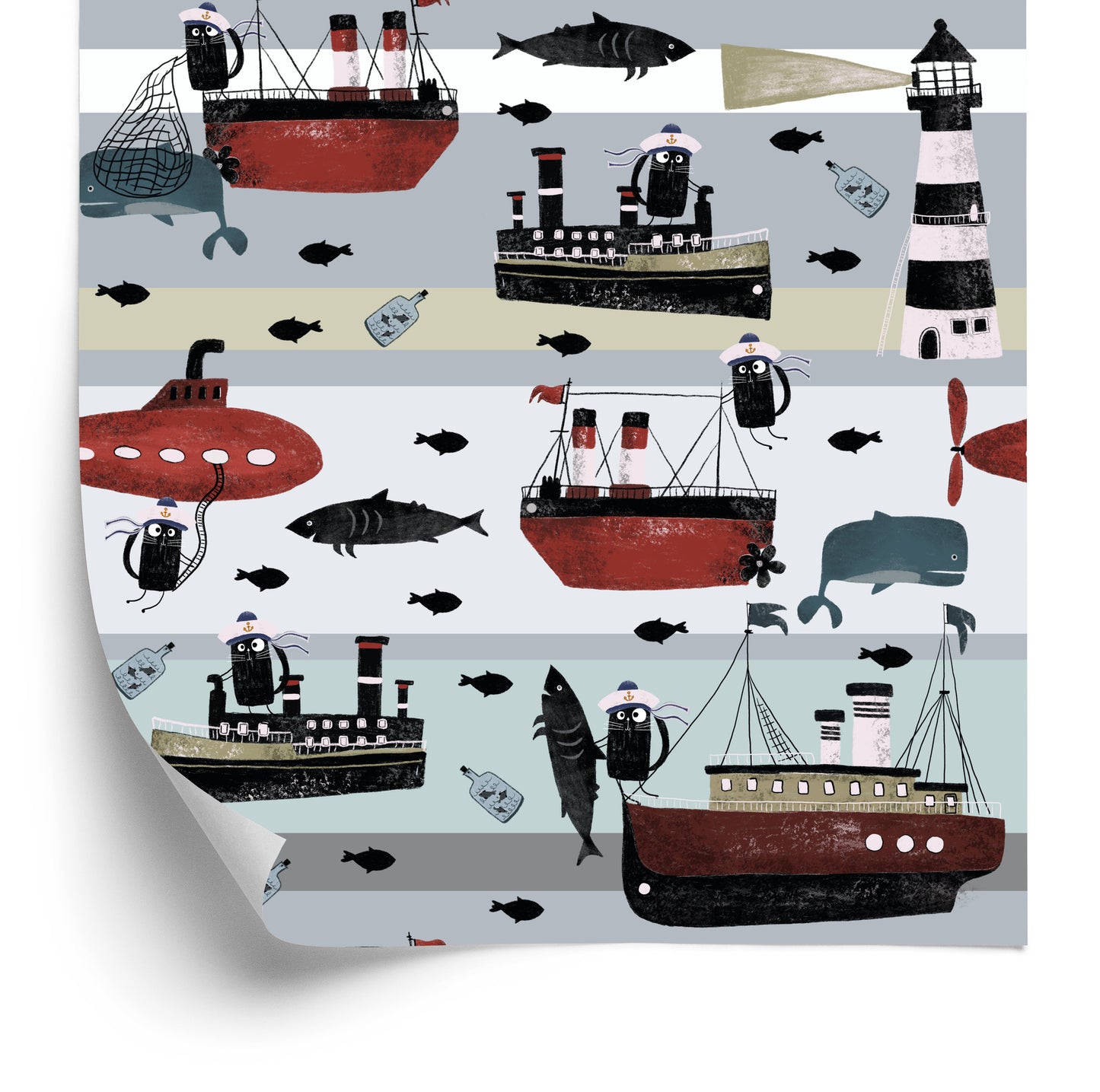 Wallpaper Fairy-Tale Animals On The Ships