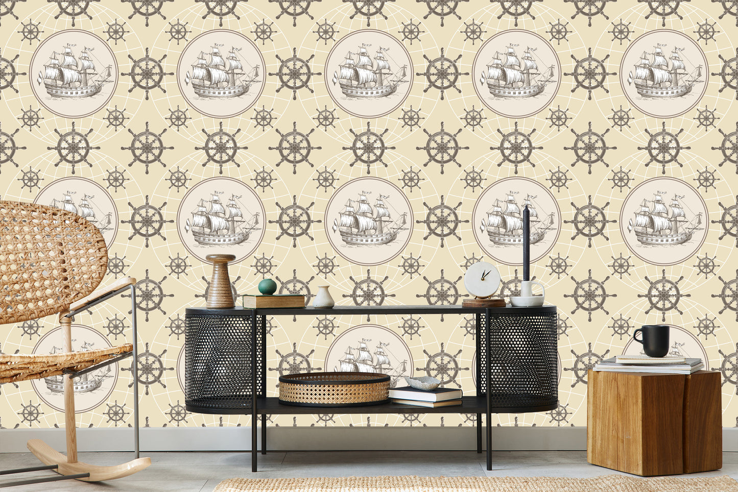 Wallpaper Sailing Ship On Vintage Globe Background