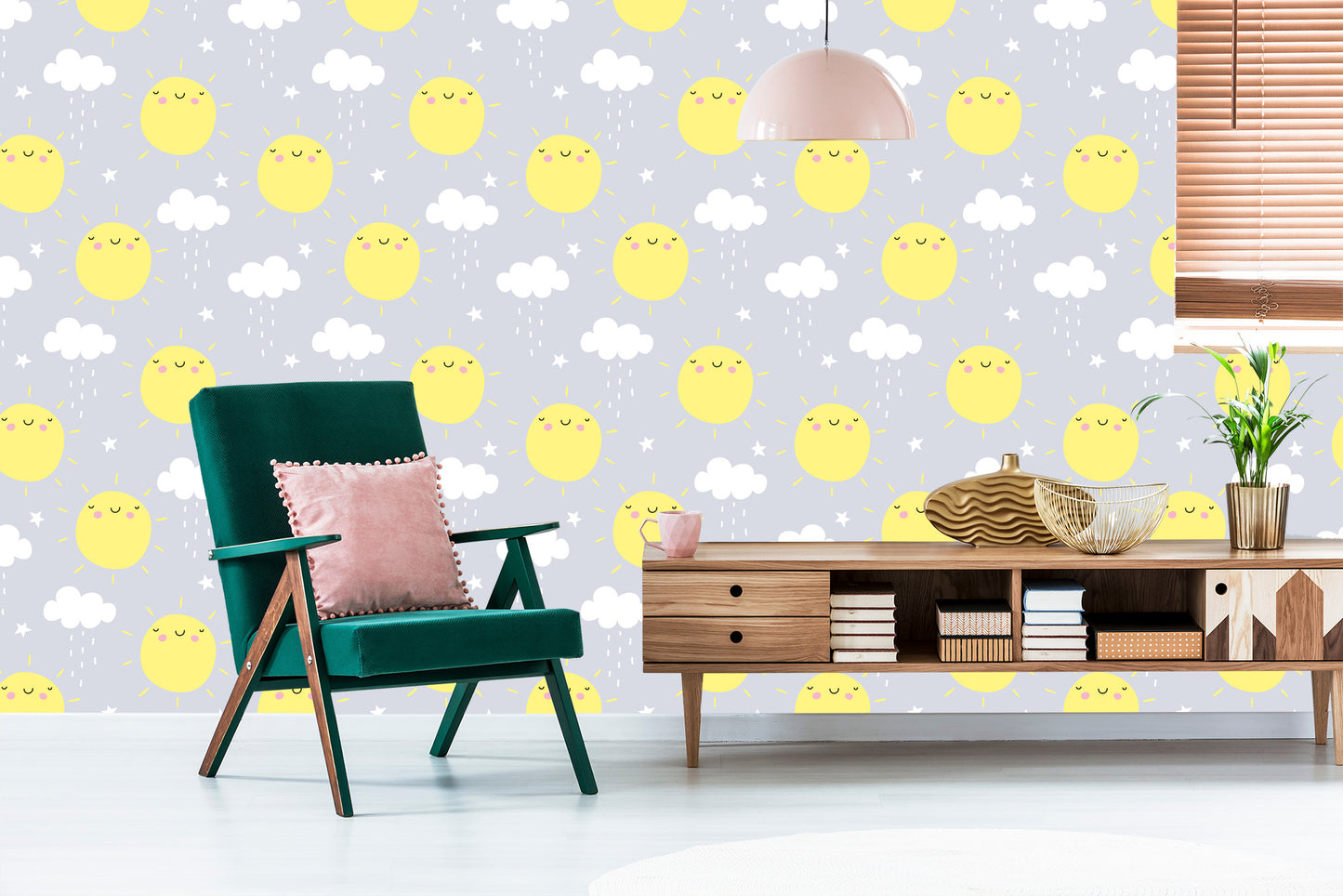 Wallpaper For Children - Sunshine And Rainy Clouds