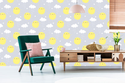 Wallpaper For Children - Sunshine And Rainy Clouds