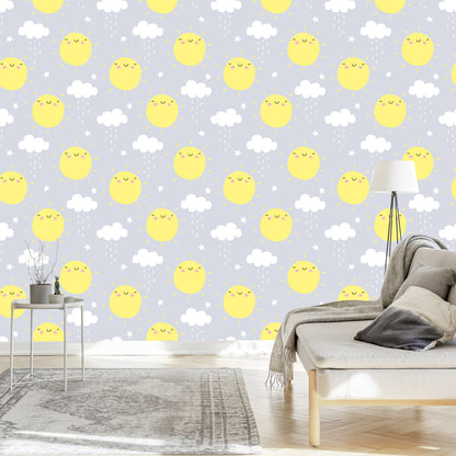 Wallpaper For Children - Sunshine And Rainy Clouds