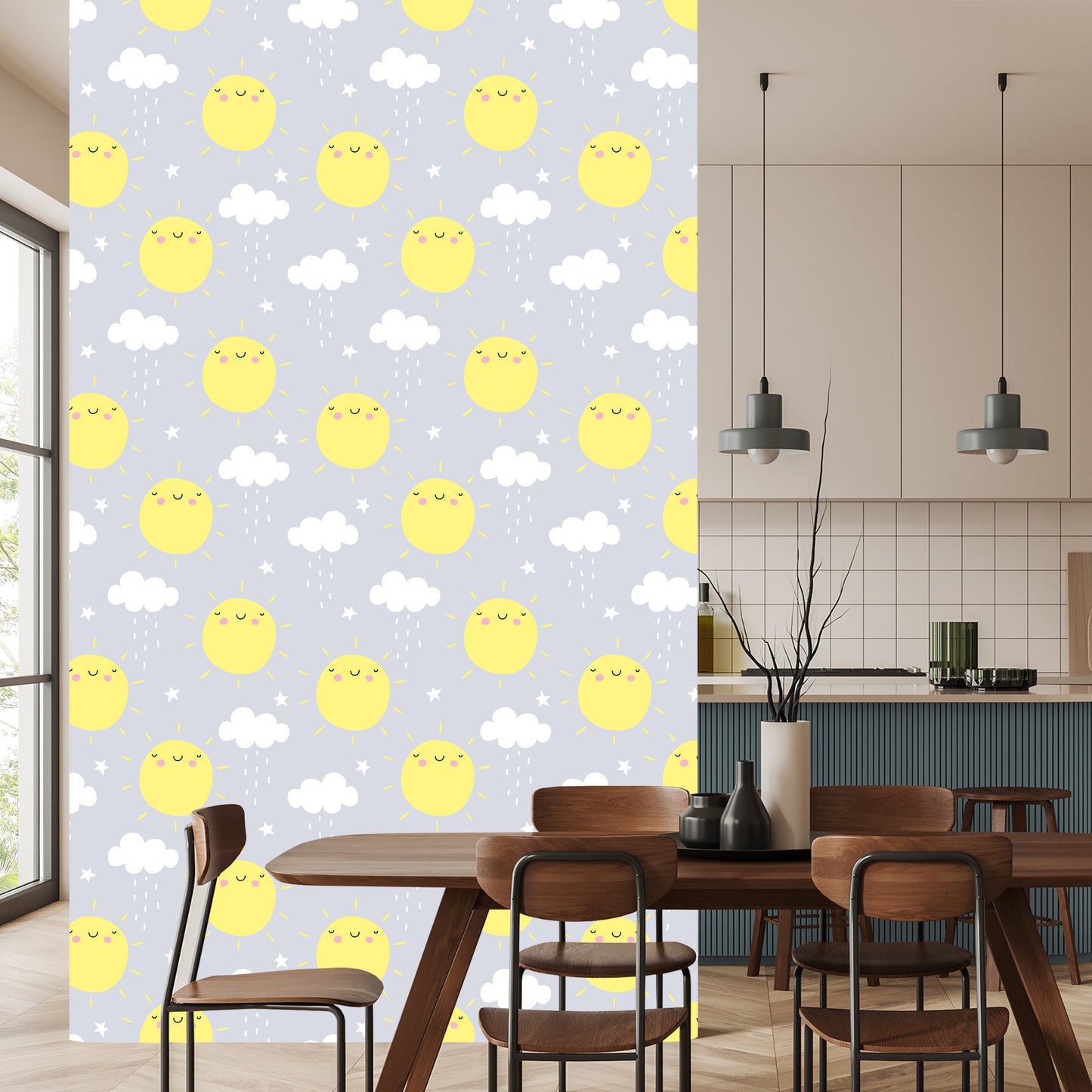 Wallpaper For Children - Sunshine And Rainy Clouds