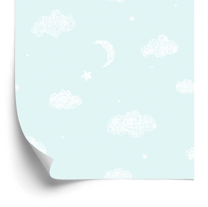 Wallpaper For Children - Clouds, Moons And Stars