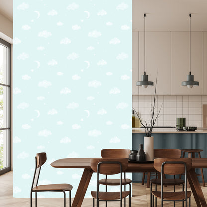 Wallpaper For Children - Clouds, Moons And Stars