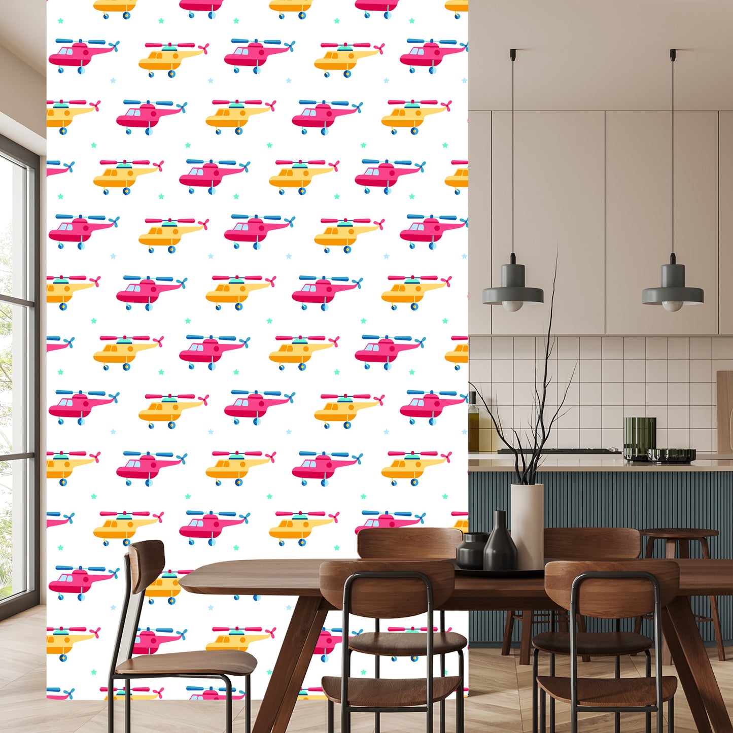 Wallpaper The Stars Helicopters Into The Children's Room