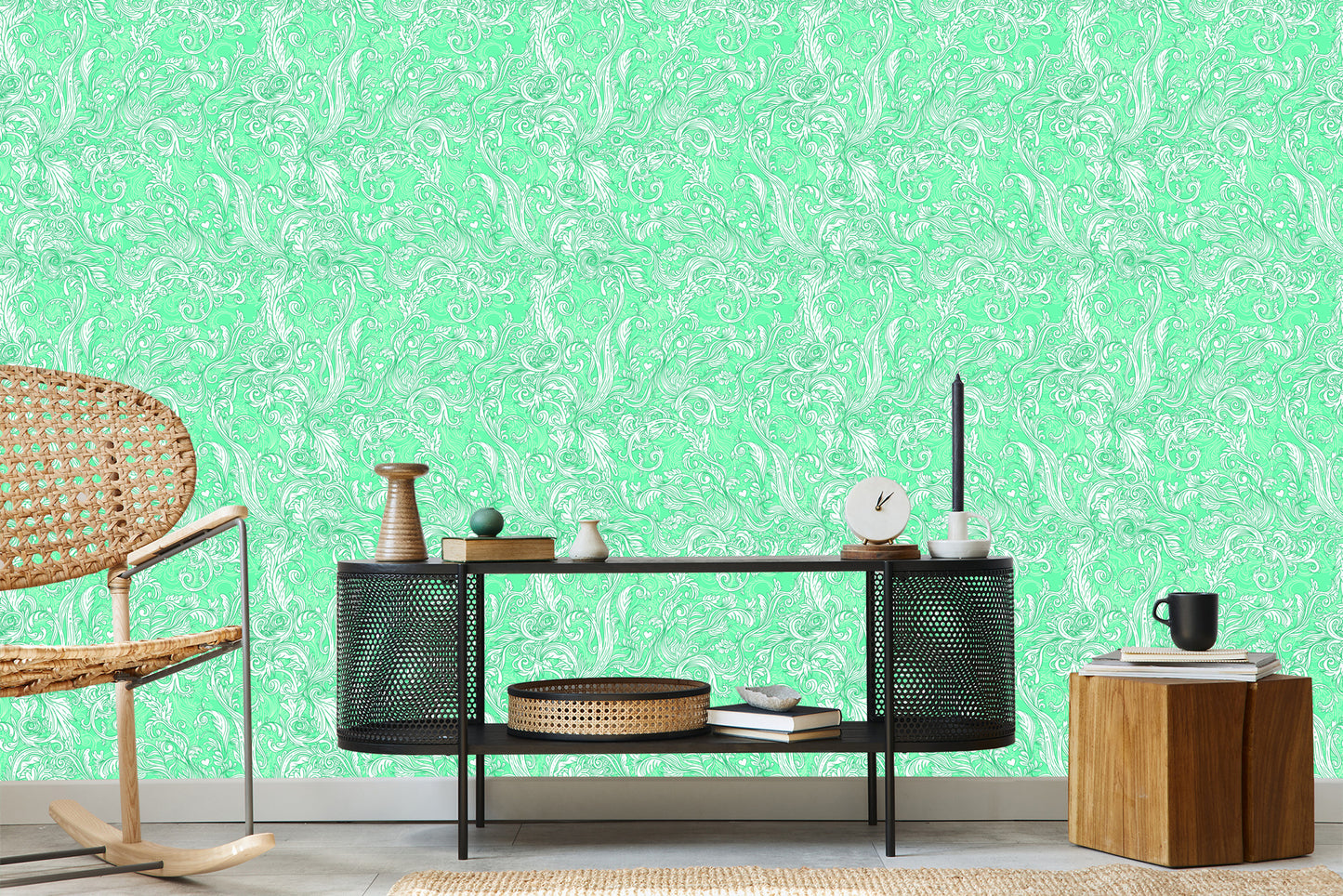 Wallpaper Turquoise - A Pattern In The Baroque Style